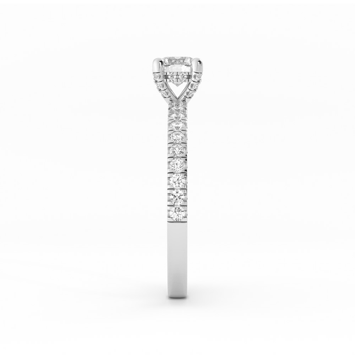 0.5ct Lab Grown Diamond Pave Halo, Accent 14K White Gold Engagement Ring