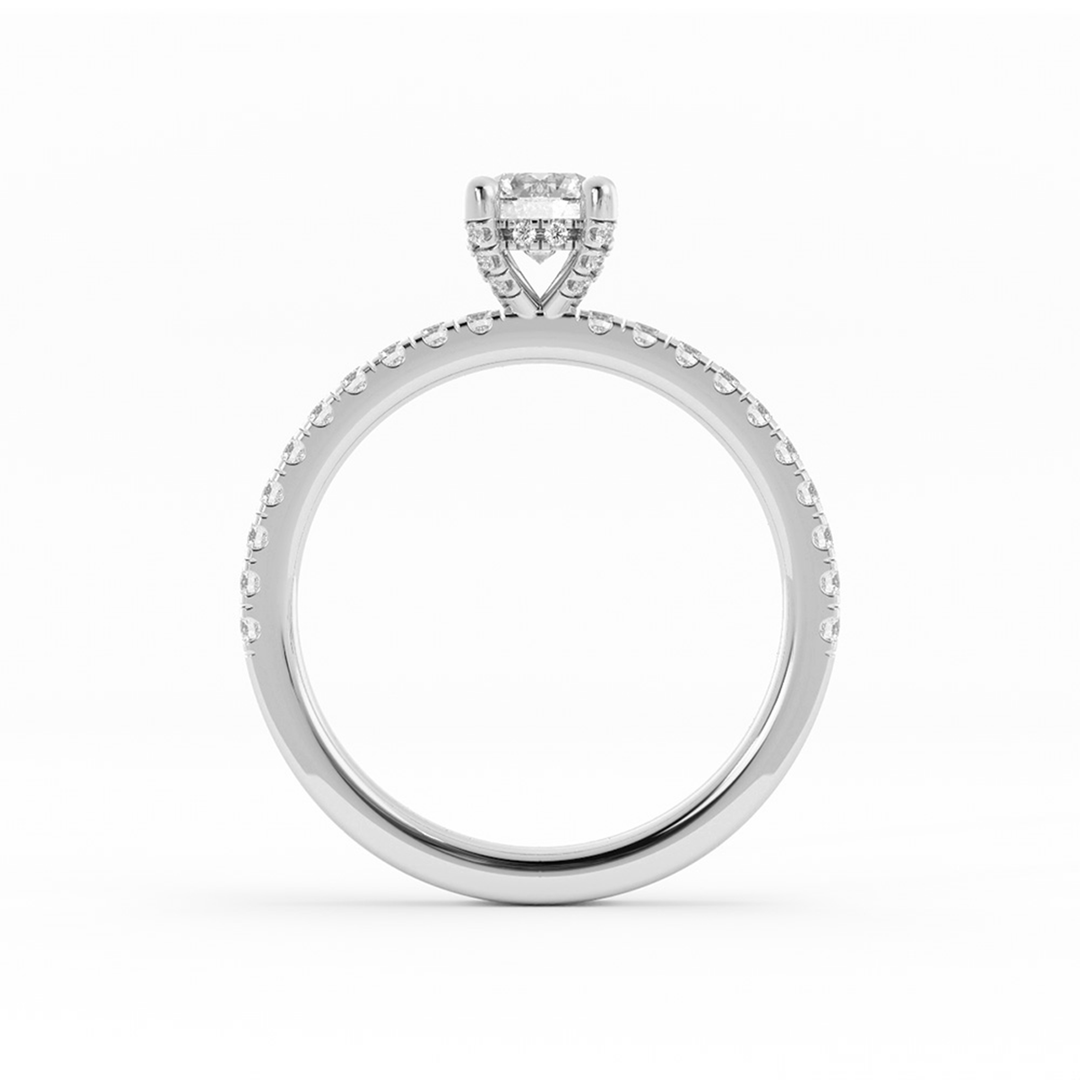 Pave Lab Grown Diamond Halo, Accent Engagement Ring