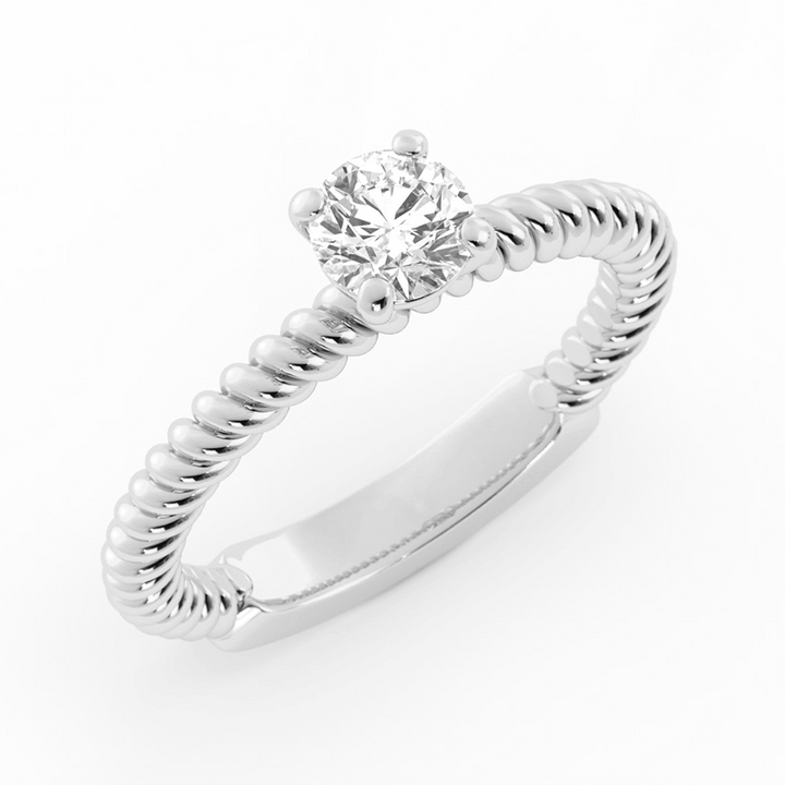 0.5ct Lab Grown Diamond Rope Solitaire 14K White Gold Engagement Ring