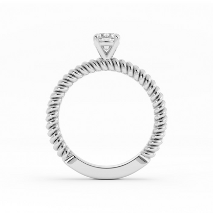 0.5ct Lab Grown Diamond Rope Solitaire 14K White Gold Engagement Ring
