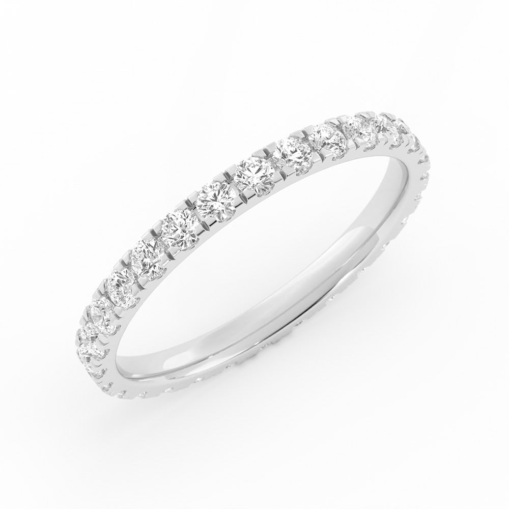 14K White Gold Round Eternity Lab Grown Diamond Wedding Band