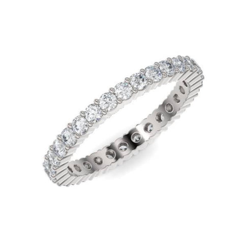 14K White Gold Round Eternity Lab Grown Diamond Wedding Band
