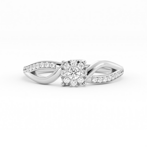 Lab Grown Diamond Split  Halo 14K White Gold Engagement Ring