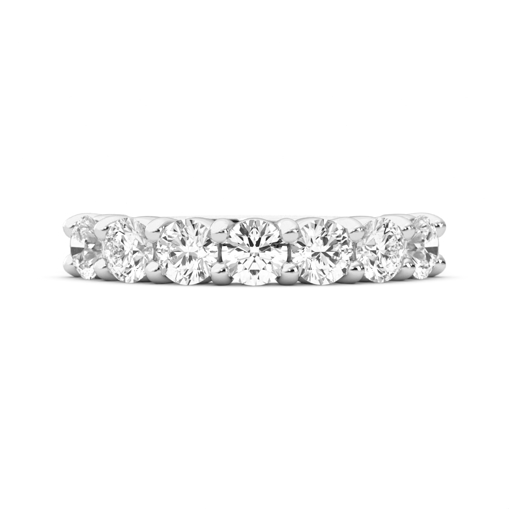 14K White Gold 7 Stone Quarter Shank Lab Grown Diamond Wedding Band