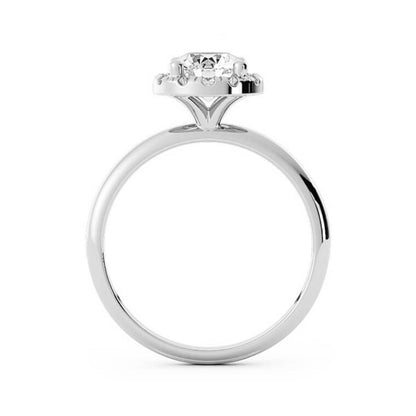 1.0ct Moissanite Round Halo 14K White Gold Engagement Ring