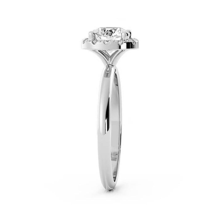1.0ct Moissanite Round Halo 14K White Gold Engagement Ring