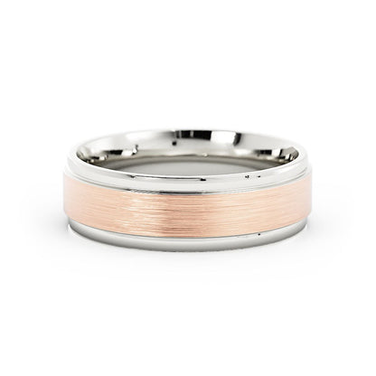 Two-Tone 14K White/Rose Gold Satin Two-tone 6mm Wedding Band