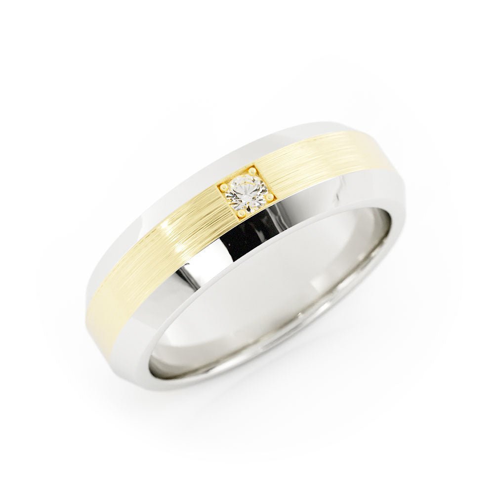 Two-Tone 14K White/Yellow Gold Round with Lab Grown Diamond Wedding Band