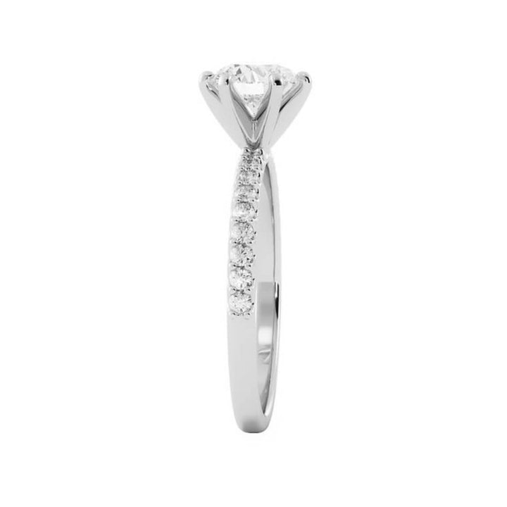 1.0ct Moissanite Pave Solitaire 14K White Gold Engagement Ring