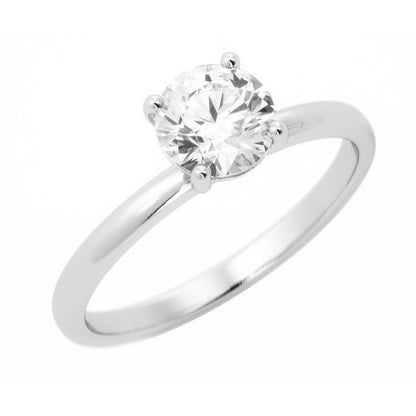 1.0ct Moissanite Round Solitaire 14K White Gold Engagement Ring