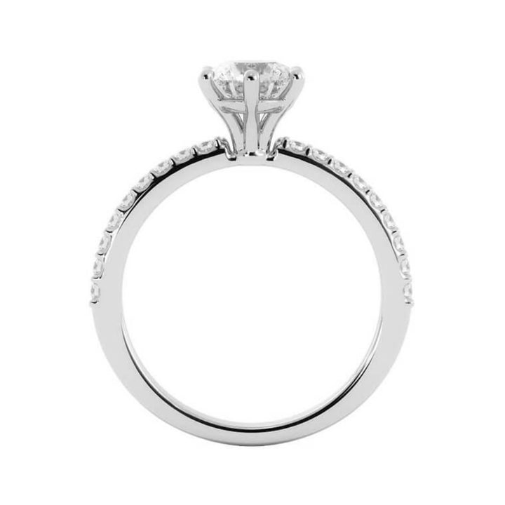 Solid Band Moissanite Solitaire Engagement Ring