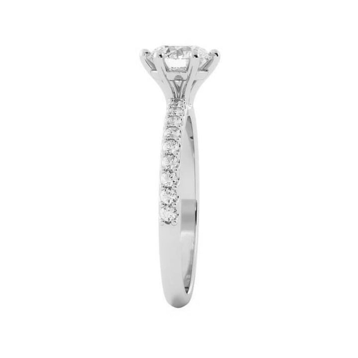 1.0ct Moissanite Eternity Band Solitaire 14K White Gold Engagement Ring