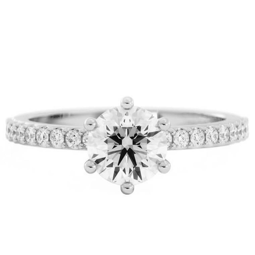 Solid Band Moissanite Solitaire Engagement Ring
