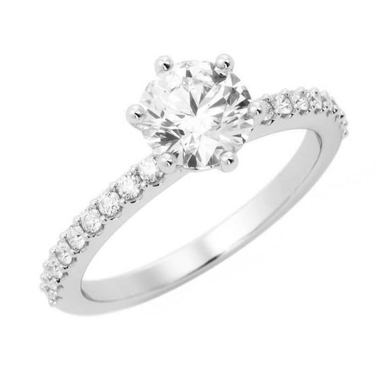1.0ct Moissanite Eternity Band Solitaire 14K White Gold Engagement Ring