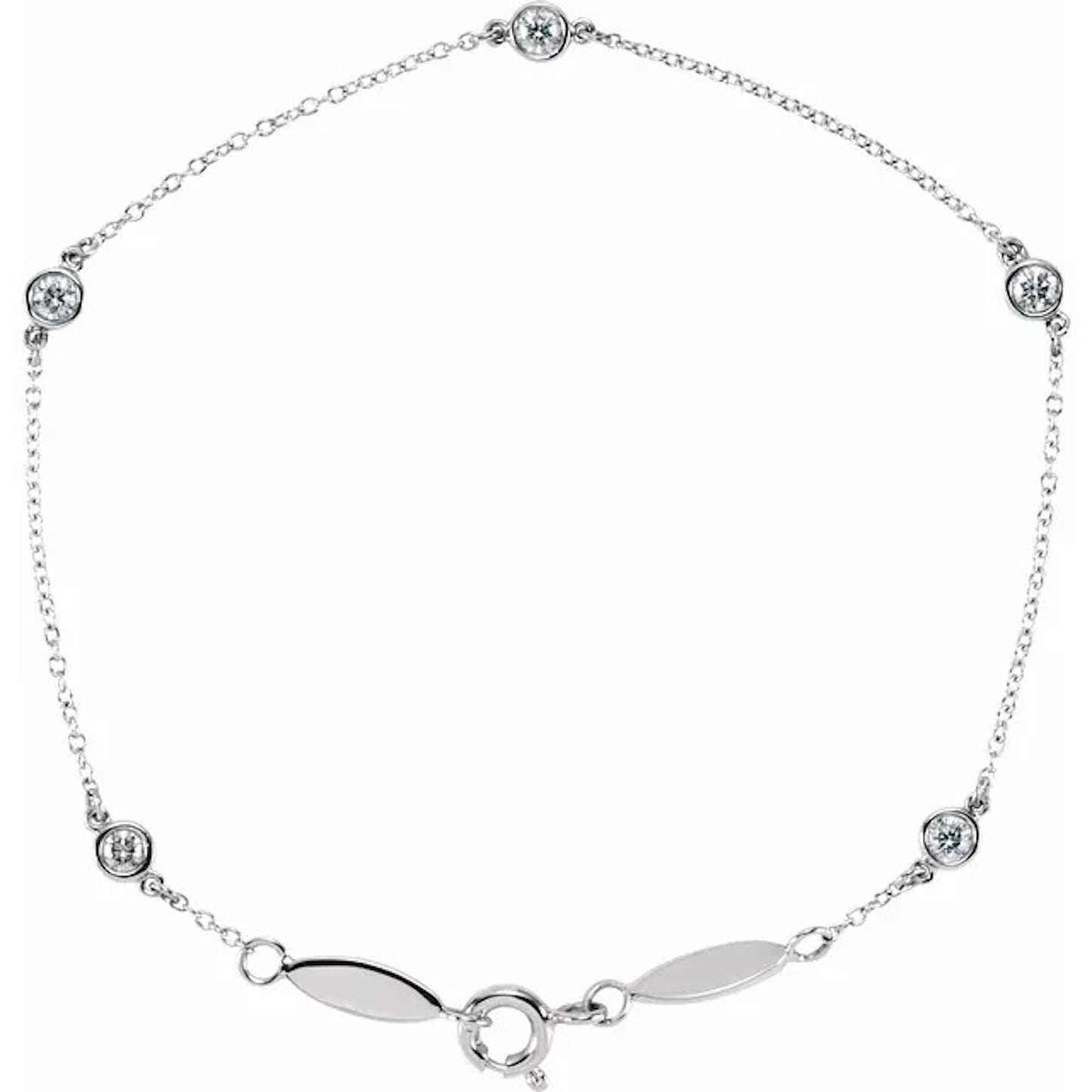 0.33 ct Lab Grown Diamond Five Stone Bezel  14K White Gold Bracelet