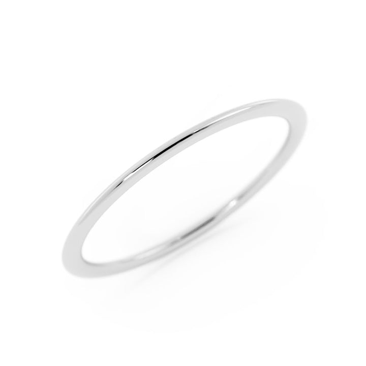 14K White Gold High Polish Domed 1mm Wedding Band