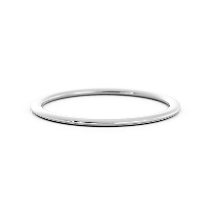 14K White Gold High Polish Domed 1mm Wedding Band