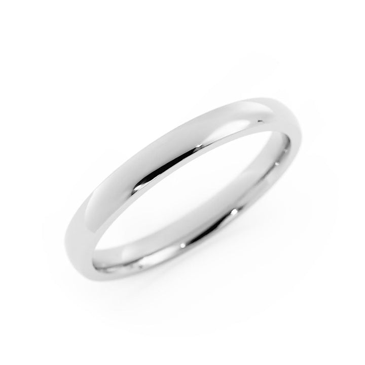 14K White Gold High Polish Domed 2.5mm Wedding Band