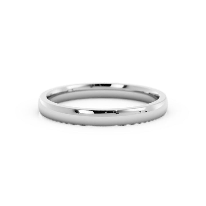 14K White Gold High Polish Domed 2.5mm Wedding Band