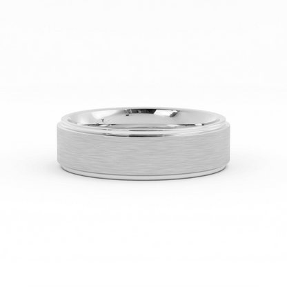 14K White Gold Satin Domed Step-Down Edge 6mm Wedding Band