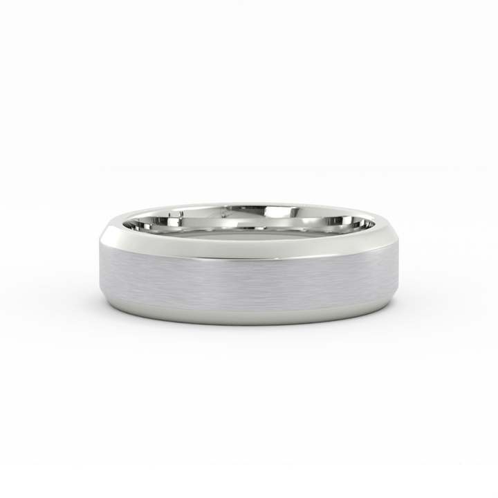 14K White Gold Satin Beveled Edge 6mm Wedding Band