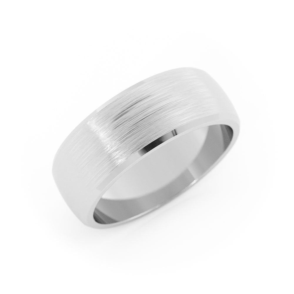 Satin Domed with Slanted Edge 7mm Wedding Band