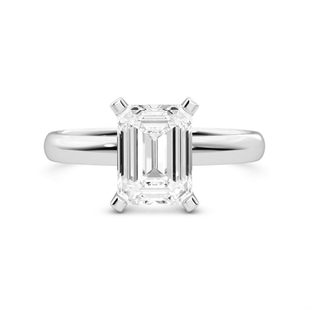 1.67ct Moissanite Emerald Solitaire 14K White Gold Engagement Ring