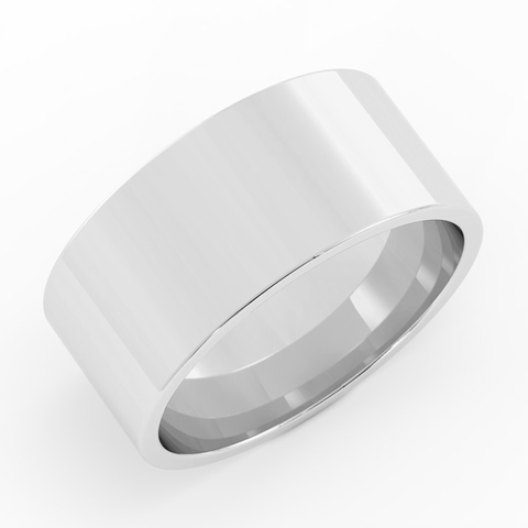 14K White Gold 10mm  Flat Comfort Fit Wedding Band