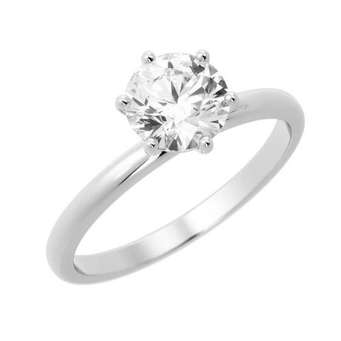 1.0ct Moissanite Round Solitaire 14K White Gold Engagement Ring