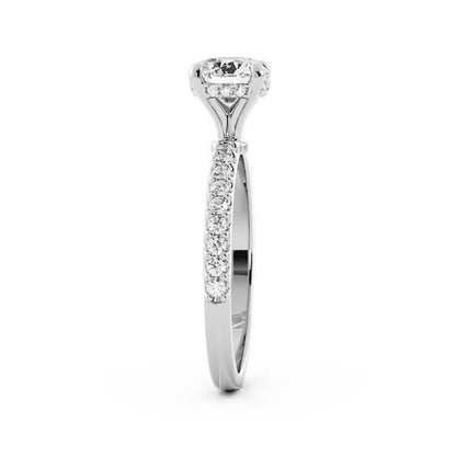 1.0ct Moissanite Pave Hidden Halo 14K White Gold Engagement Ring