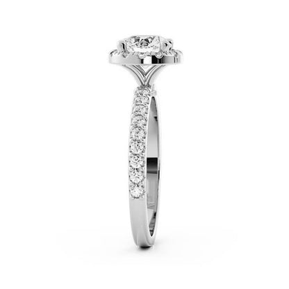 1.0ct Moissanite Pave Halo 14K White Gold Engagement Ring