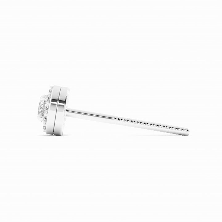 0.25ct Lab Grown Diamond Round Halo Stud 14K White Gold Earring
