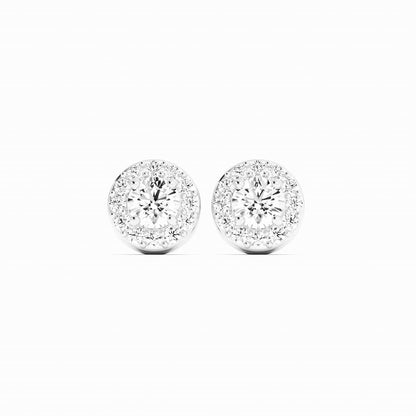 0.25ct Lab Grown Diamond Round Halo Stud 14K White Gold Earring