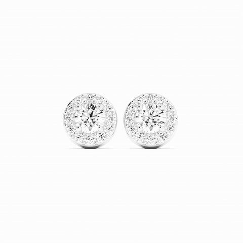 0.25ct Lab Grown Diamond Round Halo Stud 14K White Gold Earring