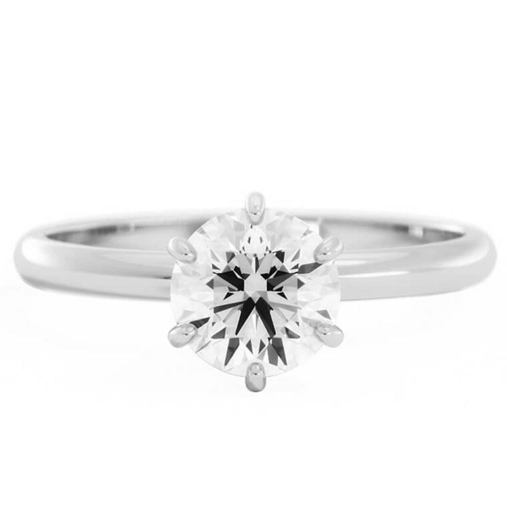 1.0ct Moissanite Round Solitaire 14K White Gold Engagement Ring