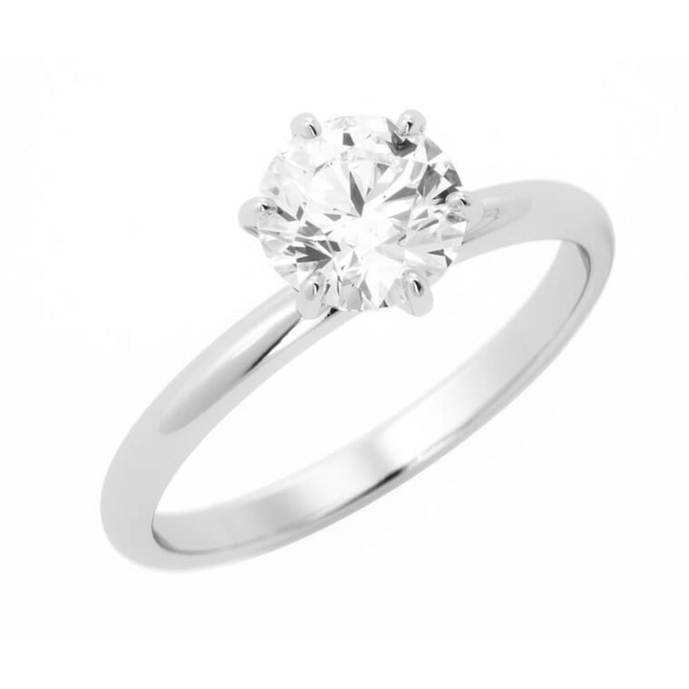 1.0ct Moissanite Round Solitaire 14K White Gold Engagement Ring