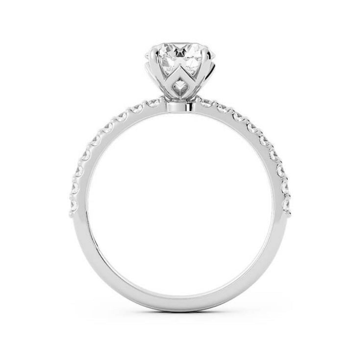 1.0ct Moissanite Pave Solitaire 14K White Gold Engagement Ring