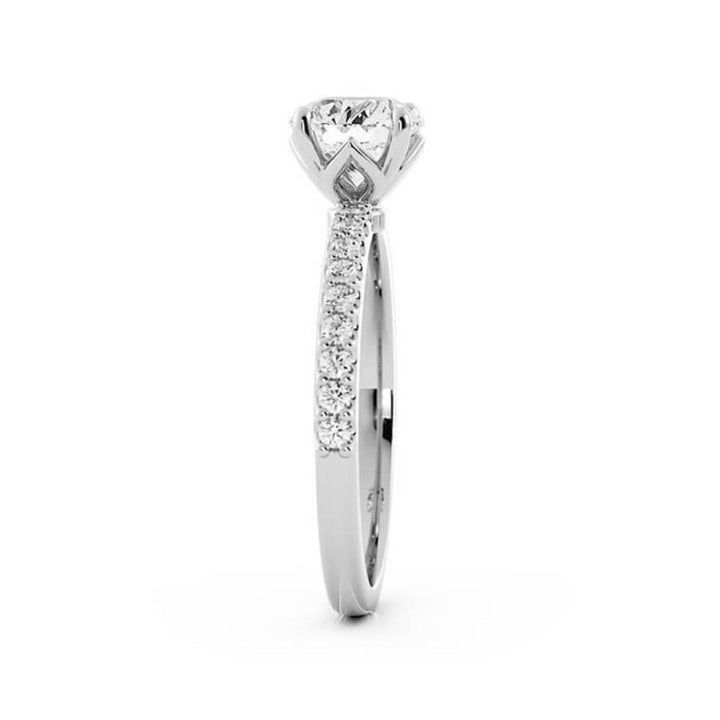 1.0ct Moissanite Pave Solitaire 14K White Gold Engagement Ring