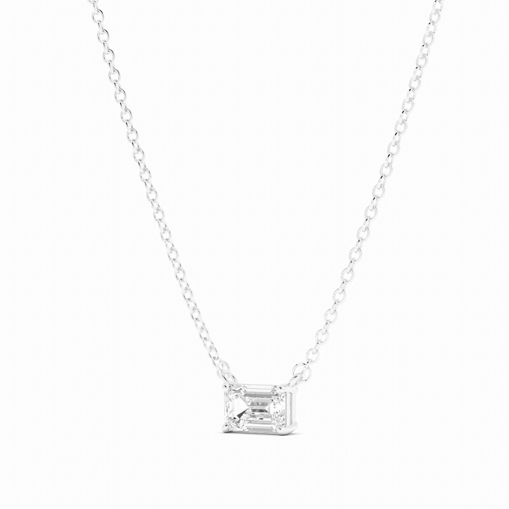 Petite Emerald Cut Solitaire Lab Grown Diamond Necklace