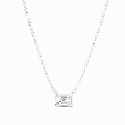 0.5ct Lab Grown Diamond Petite Emerald Cut Solitaire 14K White Gold Necklace