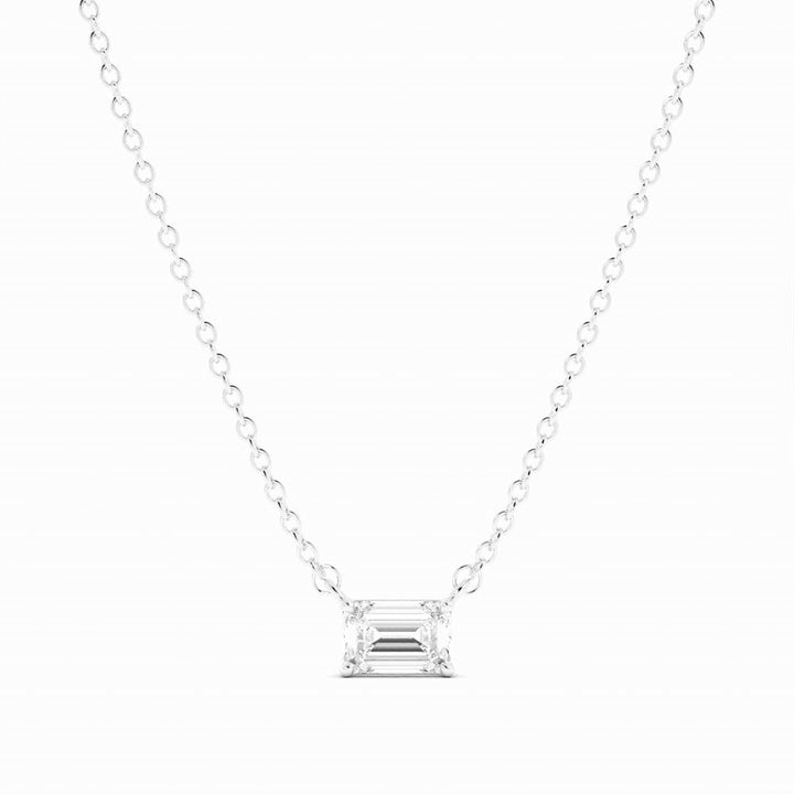 Petite Emerald Cut Solitaire Lab Grown Diamond Necklace