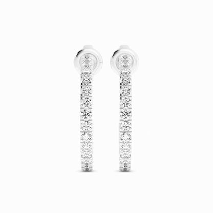 14K White Gold Round Lab Grown Diamond 15mm Hoops Earring