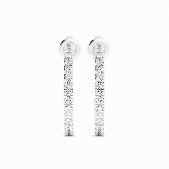14K White Gold Round Lab Grown Diamond 15mm Hoops Earring