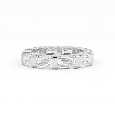 14K White Gold Lab Grown Emerald Cut Eternity 4mm Wedding Band