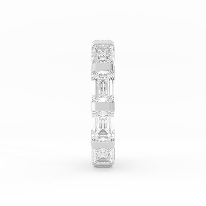 14K White Gold Lab Grown Emerald Cut Eternity 4mm Wedding Band