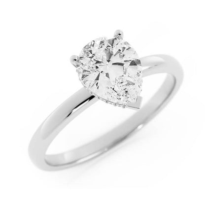1.5ct Moissanite Pear Hidden Halo 14K White Gold Engagement Ring