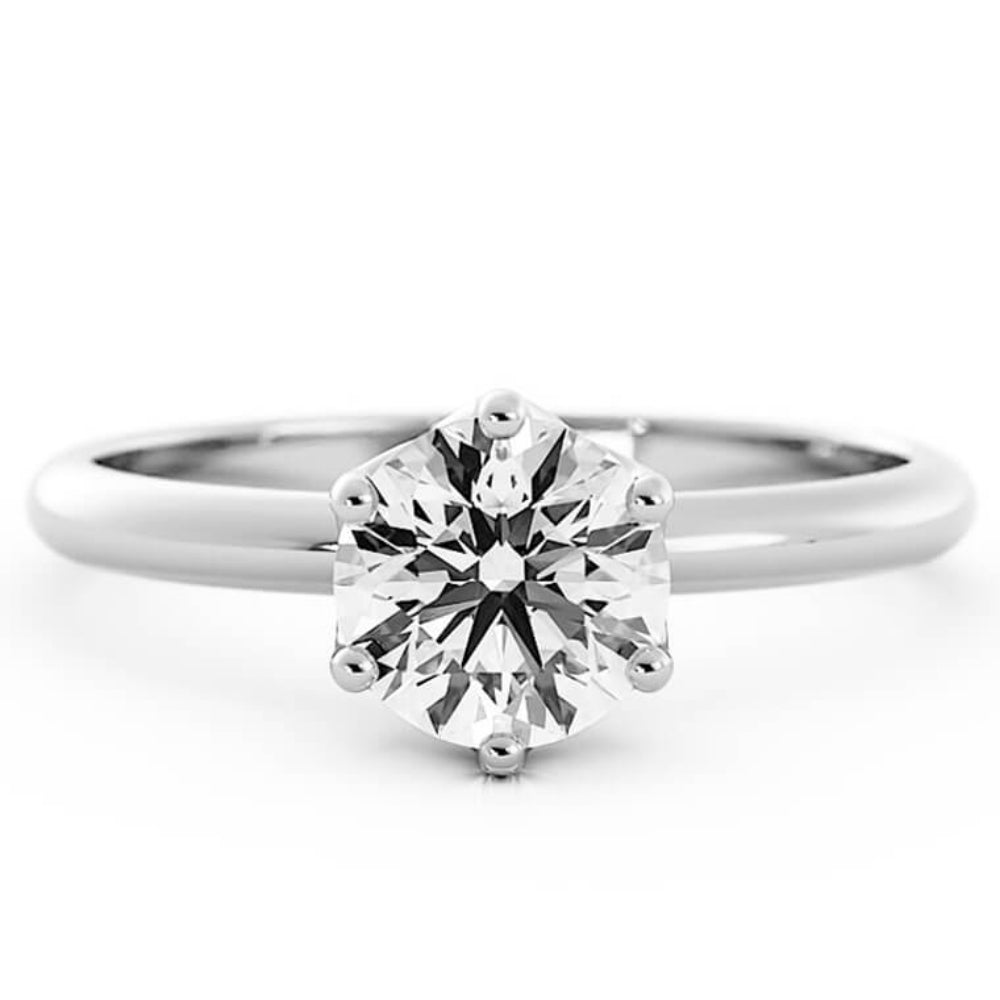 1.0ct Moissanite Round Solitaire 14K White Gold Engagement Ring