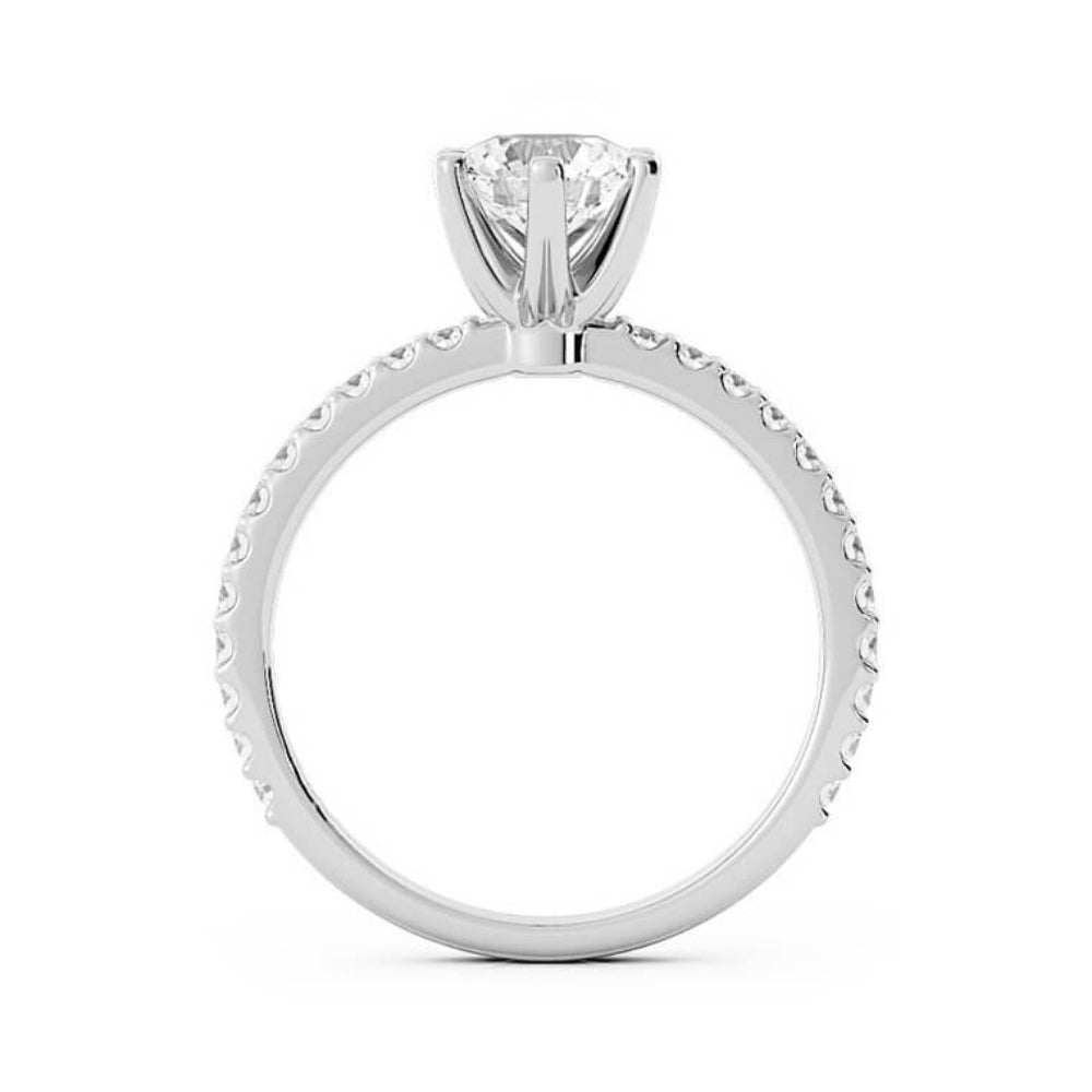 1.0ct Moissanite Pave Accent 14K White Gold Engagement Ring