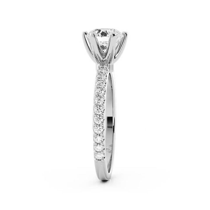 1.0ct Moissanite Pave Accent 14K White Gold Engagement Ring