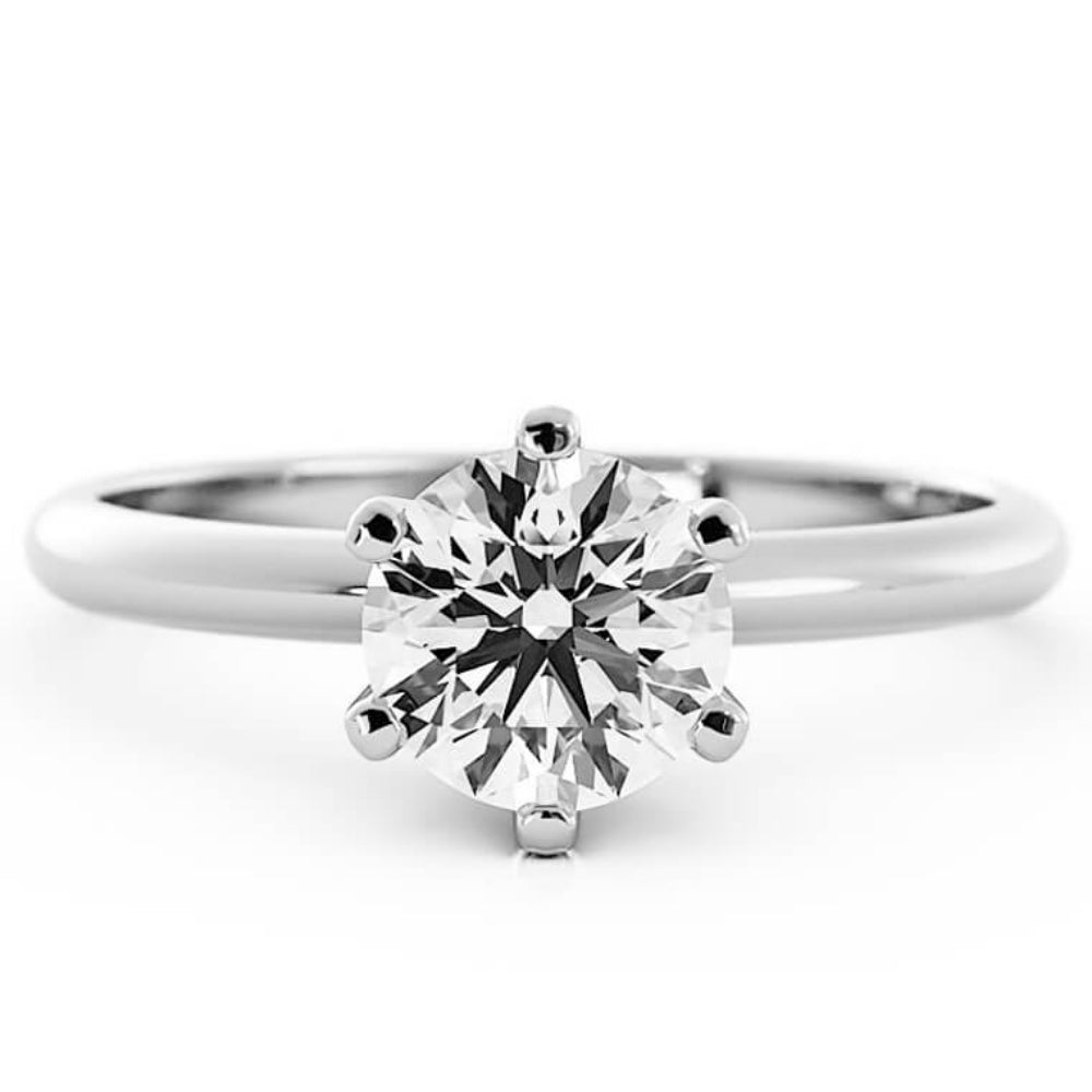1.0ct Moissanite Round Solitaire 14K White Gold Engagement Ring